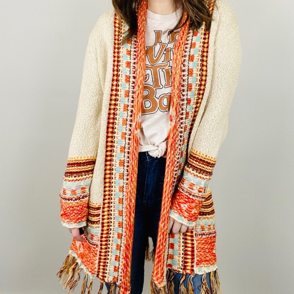 Fate Sweaters - Bonfire Fringe Aztec Cardigan - Fate
